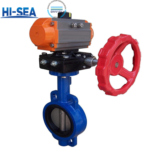 Marine Stainless Steel Pneumatic Butterfly Valve with Manual Operation